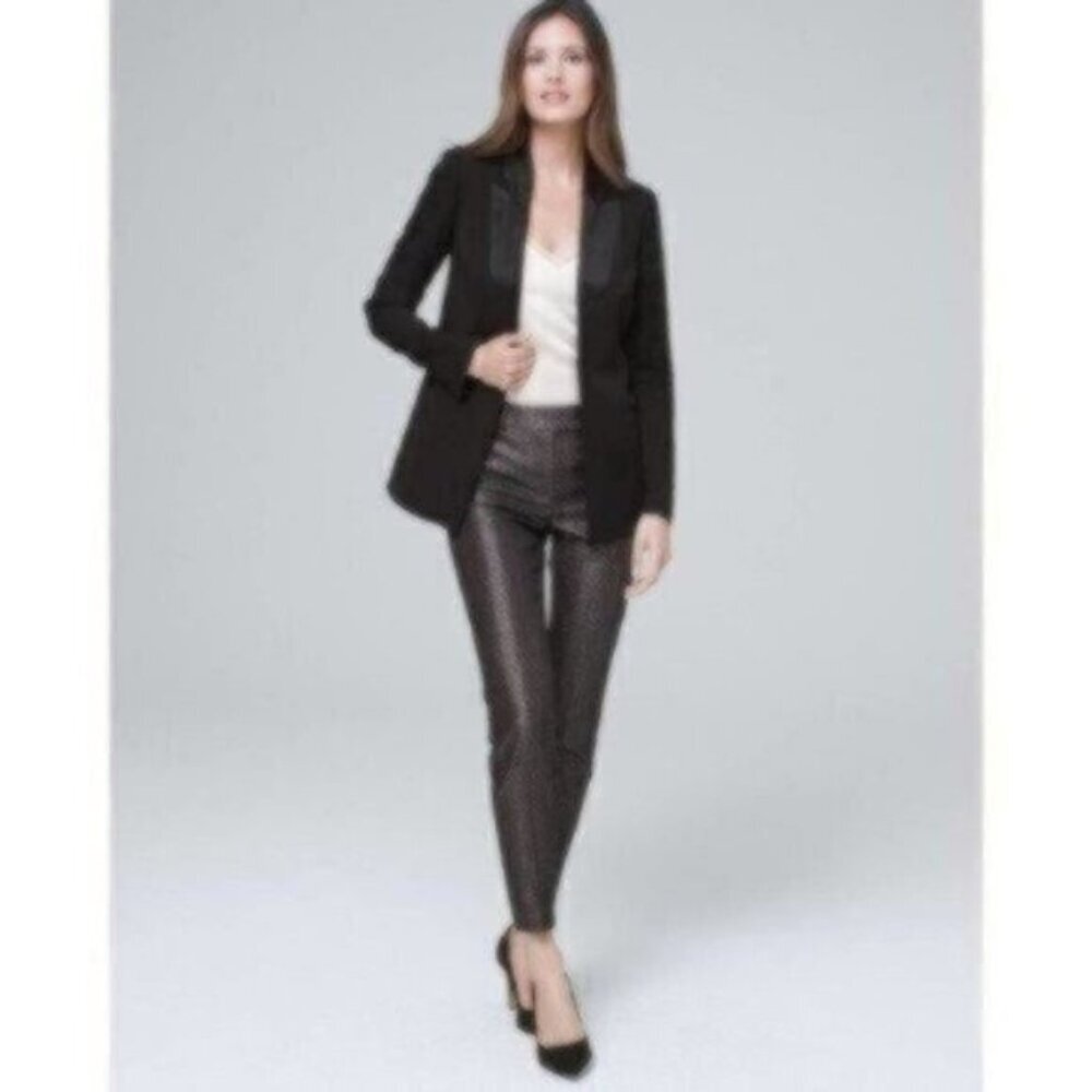 NWT White House Black Market Metallic-Jacquard Slim Ankle Pants - Picture 5 of 6